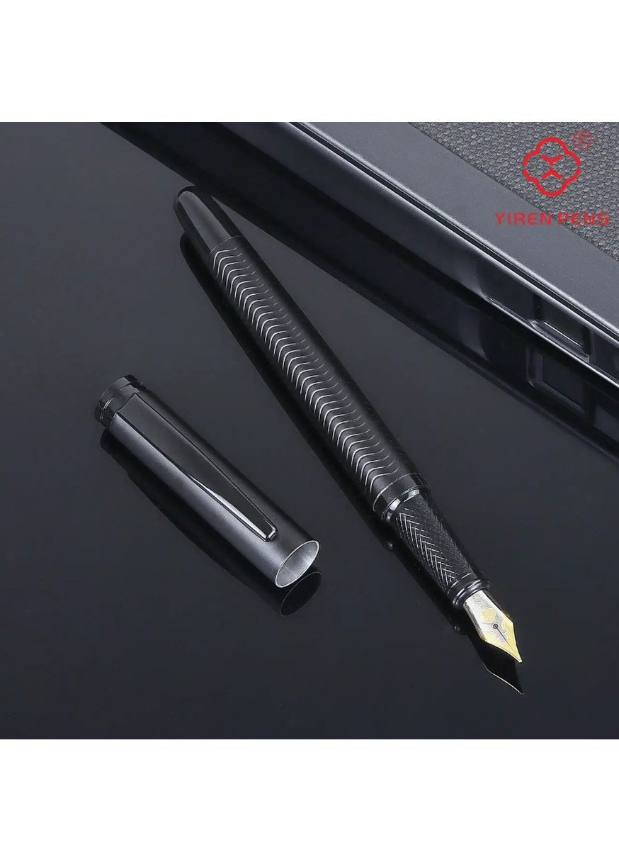 Перьевая ручка чёрная для каллиграфии и письма с узором 0,5 мм в подарочной коробке с конвертером No Brand (362682281)