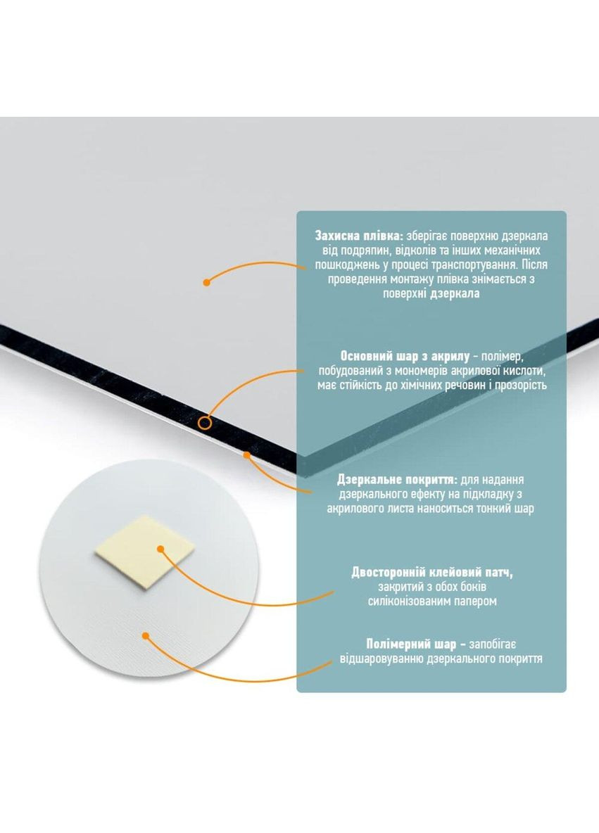 Дзеркало акрилове самоклеюче 295х295х2мм SW-00000749 Sticker Wall (354655421)
