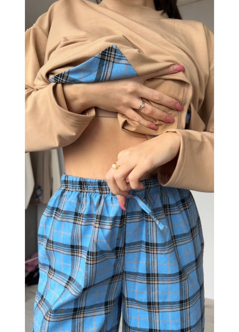 Голубая всесезон пижама свитшот + брюки Україна Emmi