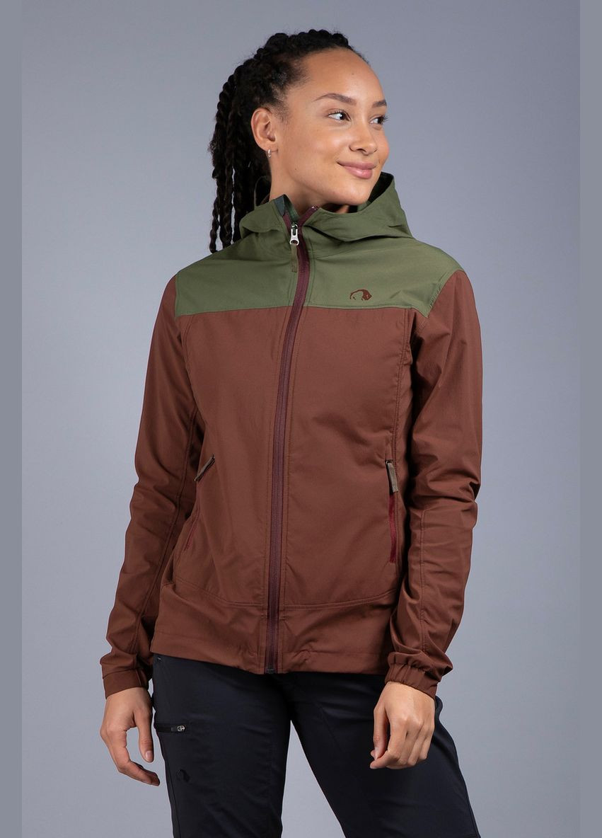Комбінована демісезонна куртка жіноча lajus womens hooded jacket коричневий-зелений Tatonka