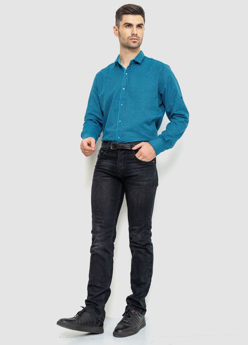 Бирюзовая классическая рубашка в клетку No Brand