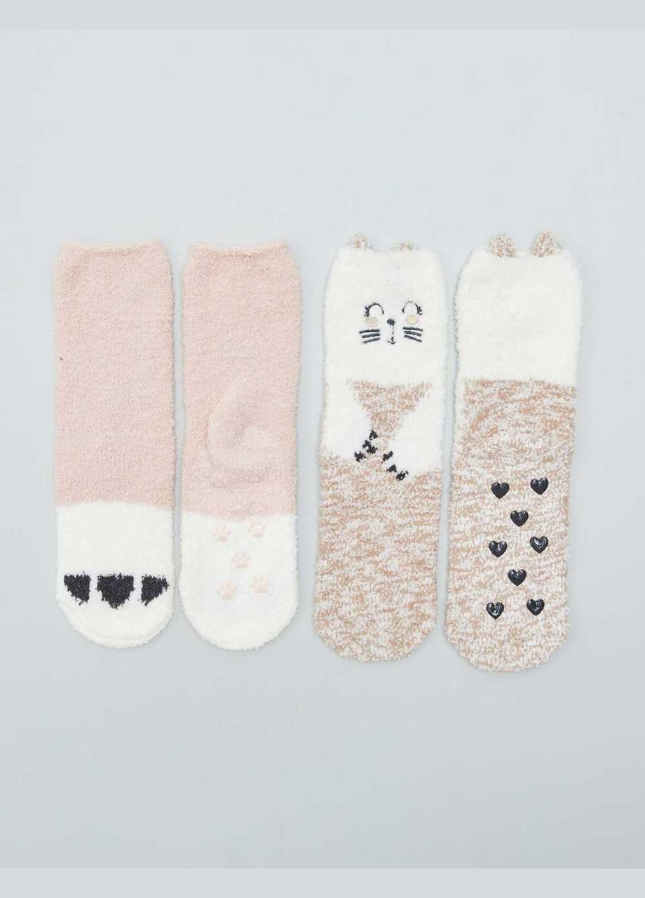 Білі шкарпетки утеплені,білий-рожевий, Kiabi (317354229)