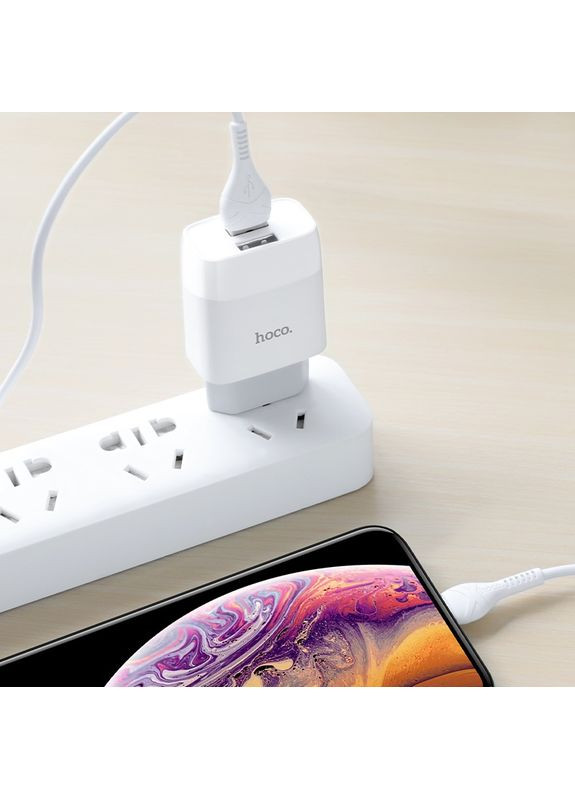 Сетевое зарядное устройство dual port charger set (iP)(EU) White Hoco C73A Glorious (368698019)