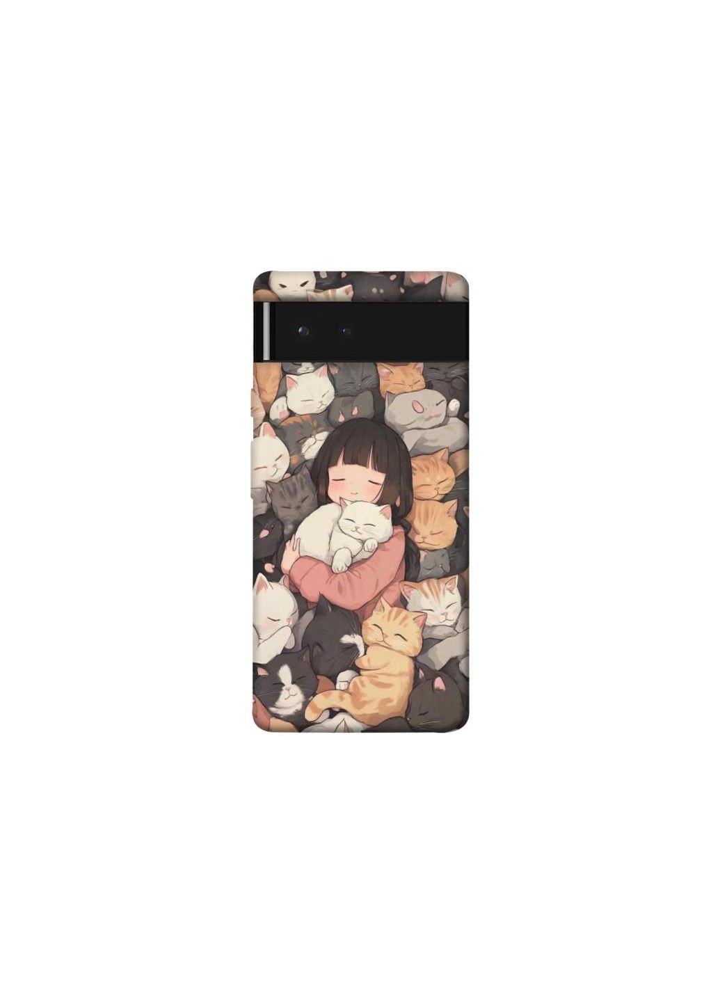 Чохол на Google Pixel 6 Girl with cats Frontalka (352227724)