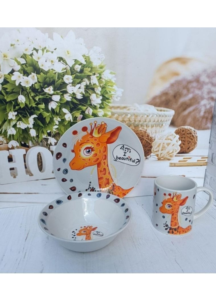 Дитячий набір столового посуду Pretty Giraffe фарфор 3 предмети Limited Edition (364274498)
