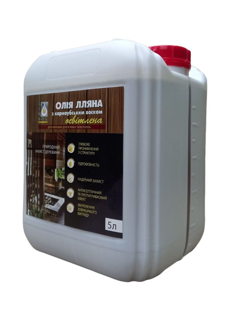 Масло льняное с карнаубским воском освещено 5 л для дерева. LISSOL (315401696)
