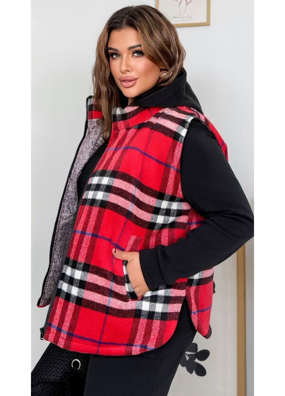 Костюм ТРОЙКА Жилет плотный кашемир,синтепон 150 в клетку,брюки и худые тринитки на флисе Україна (362697596)