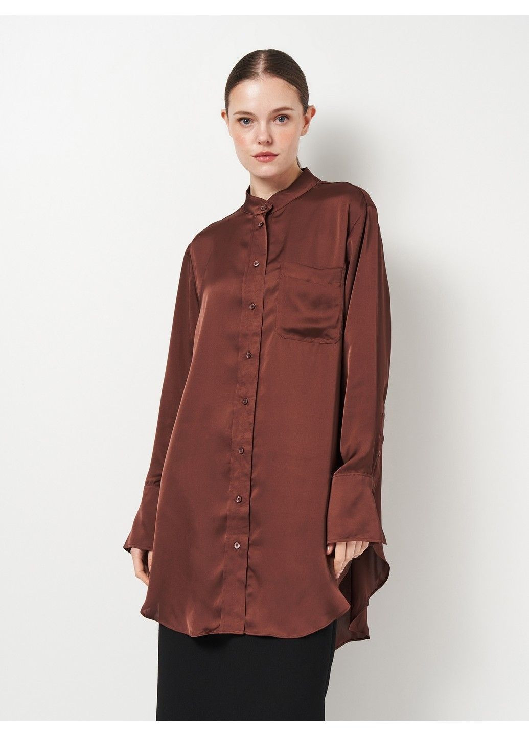 Коричневая кэжуал рубашка однотонная H&M