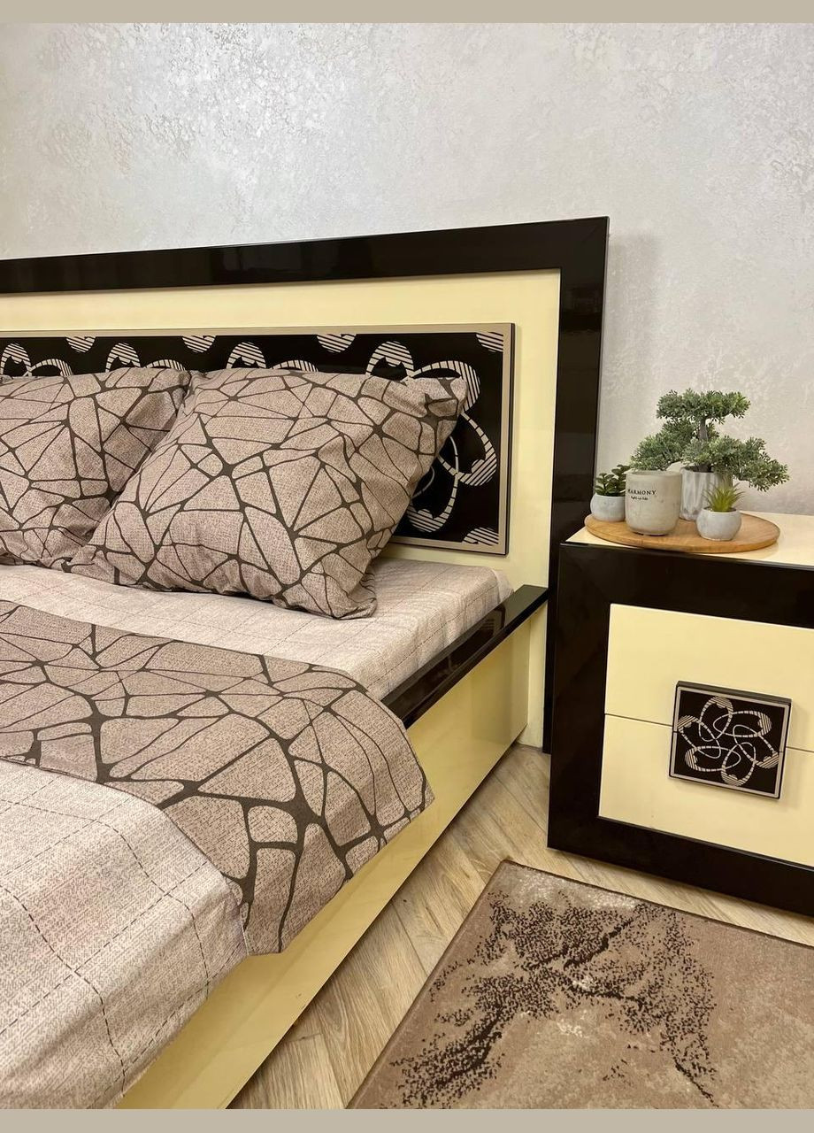 Постельное белье хлопковое Узоры Евро 200 x 220 Бязь Коричневое 70 х 70 No Brand (280937838)