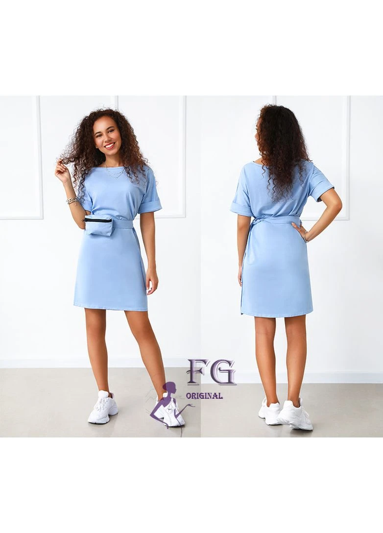Голубое кэжуал платье Fashion Girl