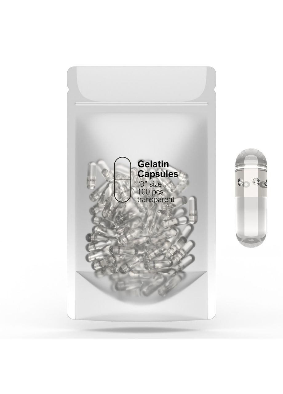 Капсули желатинові "0" прозорі порожні 100 шт. 0,68 мл. тверді Желатинові капсули для ліків China (280931294)
