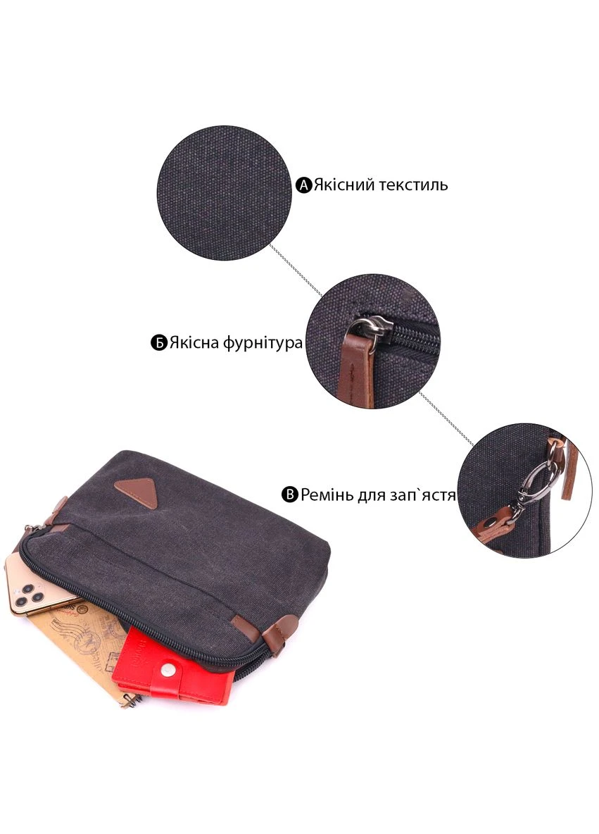 Барсетка з блискавкою та кишенею текстиль(SO_21258) No Brand (382930930)