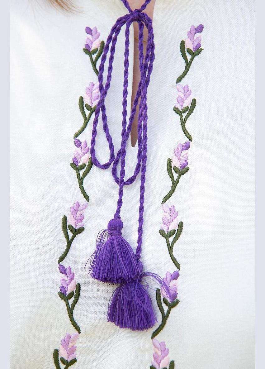 Молочная женская вышиванка нежные цветы лен молочная Україна лен (314713639)