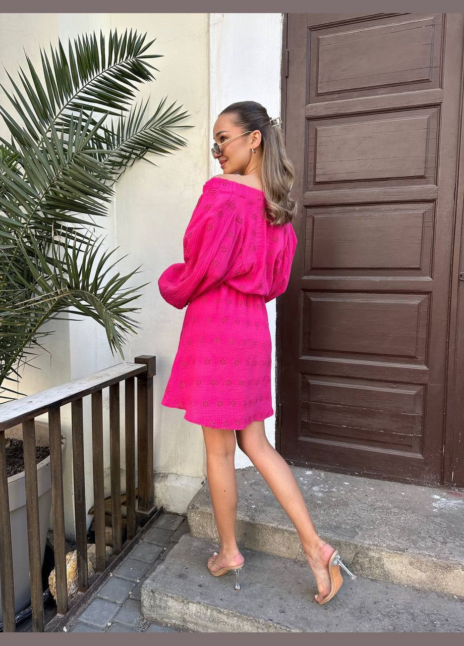 Малинова святковий, коктейльна, пляжна, повсякденний, відвертий, вечірня сукня жіноча з відкритими плечима No Brand однотонна