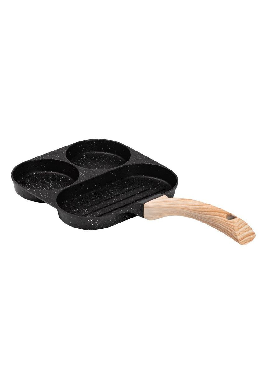 Сковорода квадратна порційна на 3 секції з антипригарним покриттям чорна HP39571B Breakfast (370800896)