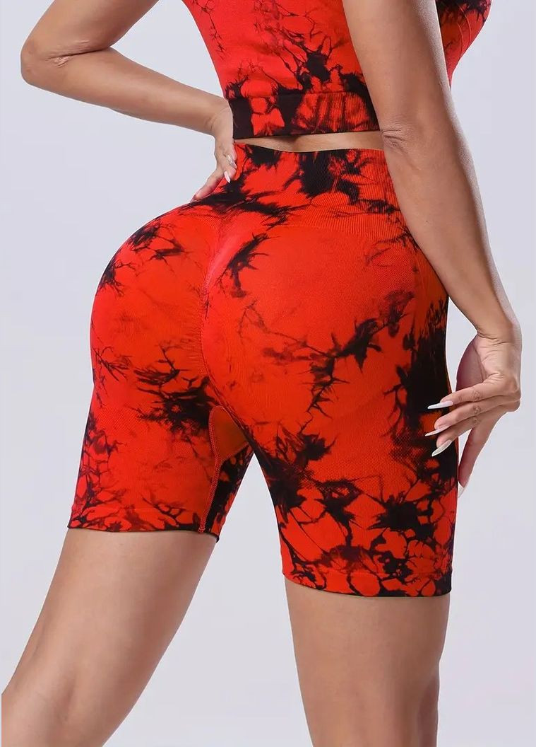 Женские бесшовные велосипедки тай-дай короткие мраморные шорты с пуш-ап эффектом на высокой посадке утягивающие для тренировок No Brand (328265184)