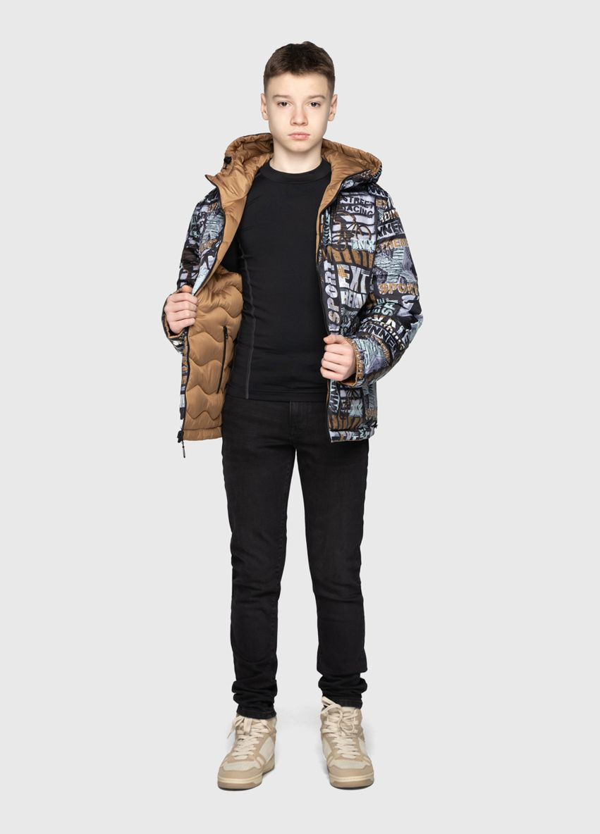 Комбинированная демисезонная двухсторонняя куртка кэмел Cvetkov Дилан