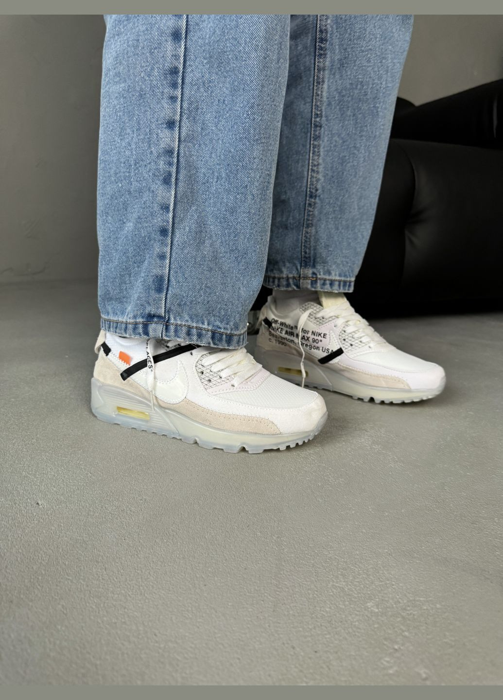 Белые демисезонные кроссовки мужские nike air max 90 x off-white white | найк аир макс 90 белые No Brand
