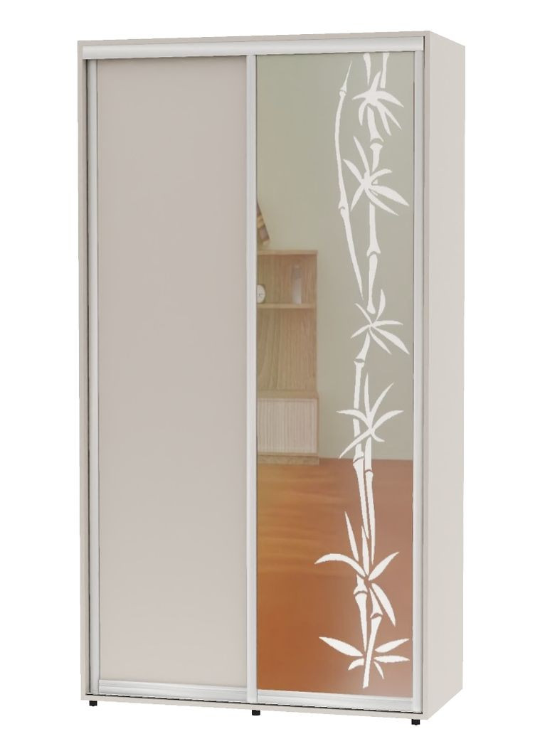 Шафа-купе дводверна Алекса ДСП/Дзеркало з піскострумним малюнком 130*45*200 см Кашемір Алекса (383748162)