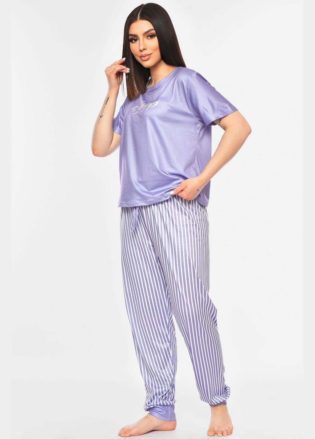 Сиреневая всесезон пижама женская сиреневого цвета комбинезон Let's Shop