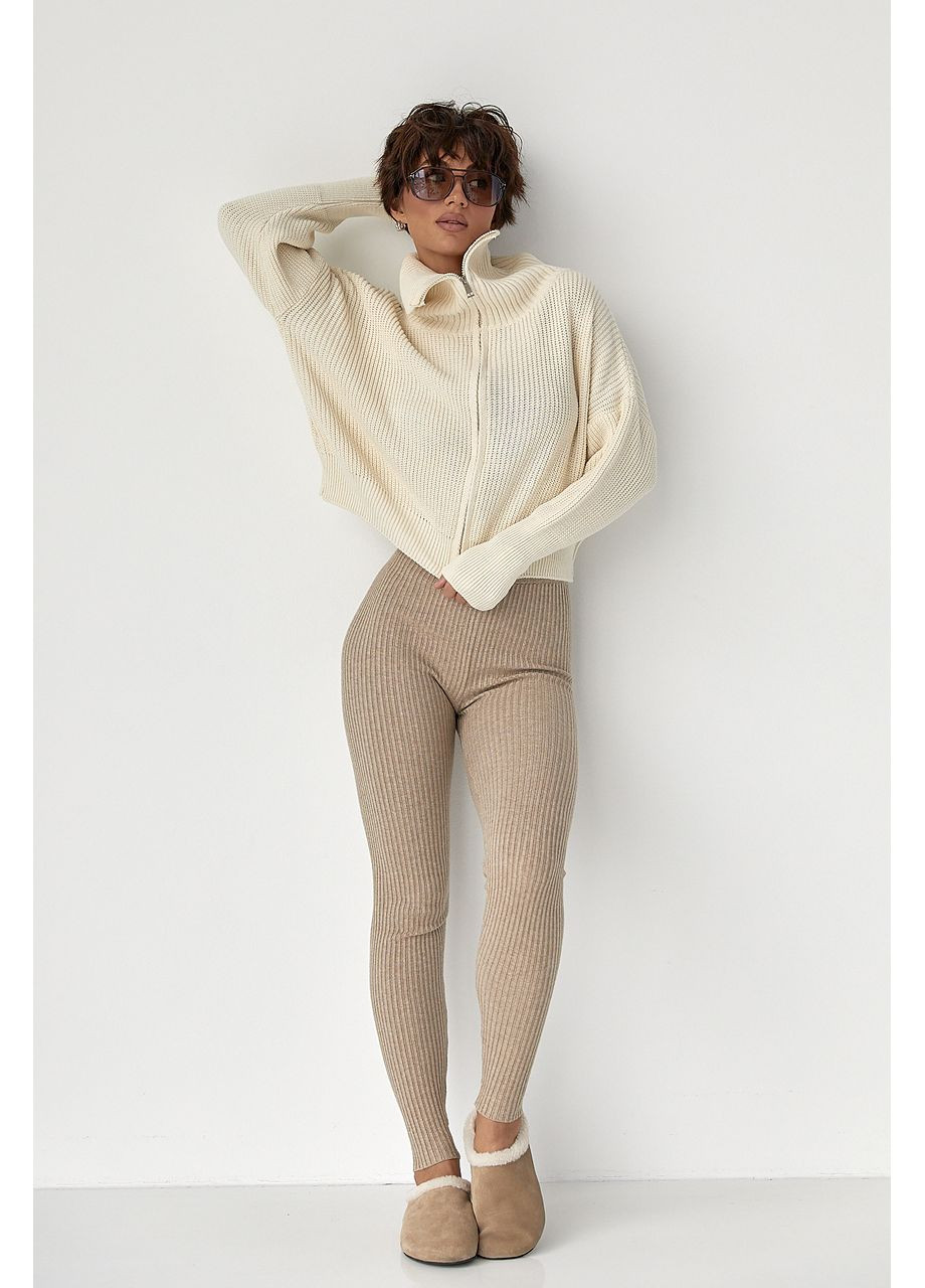 Короткий в'язаний кардиган з довгим коміром Lurex (365629457)