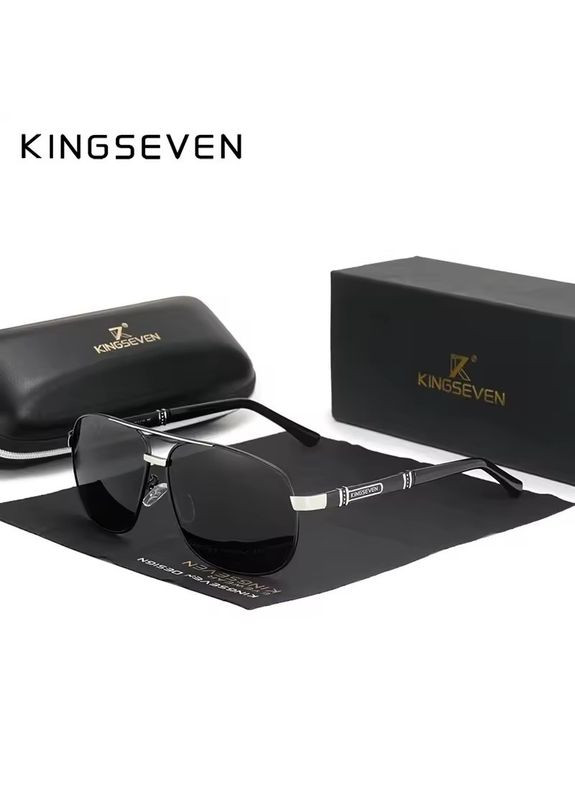 Мужские поляризационные солнцезащитные очки 7621 Silver Gray KINGSEVEN (334293332)