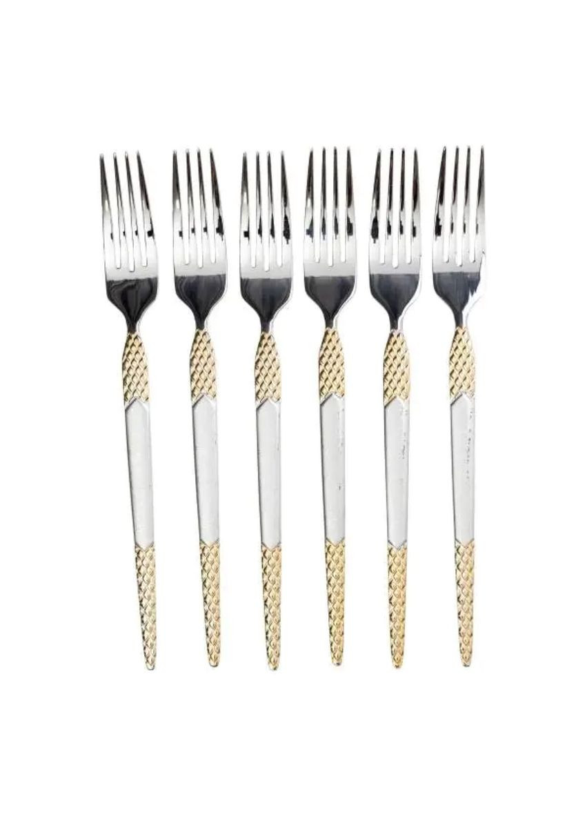 Набір столових виделок 6 штук виделка з нержавіючої сталі 21 см Срібло з золотом HP-20-38 (A-033735) Yiwu (352274576)
