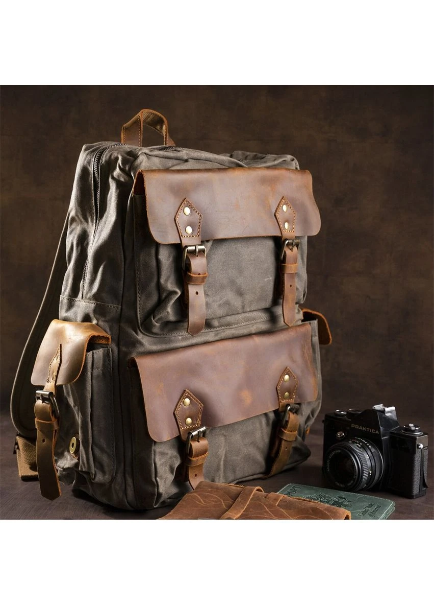 Туристический рюкзак canvas Болотный 42х32х14 см Vintage (391297774)