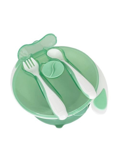 Тарілка на присосці з ложкою та виделкою MGZ-0109(Mint) 350 мл No Brand (329897496)