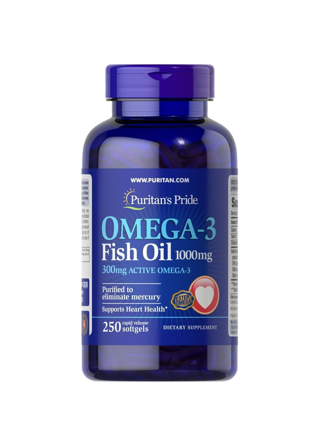 Жирные кислоты Omega 3 Fish Oil 1000 mg, 250 капсул Puritans Pride (293480799)