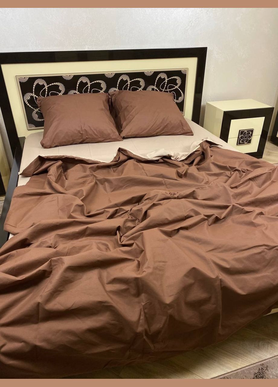 Постільна білизна бавовняна Однотонна Євро 200 x 220 Бязь Бежева 50 х 70 No Brand (322845152)