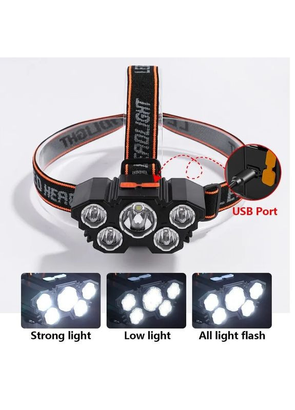 Ліхтар налобний 5 в 1 No Brand (351394684)