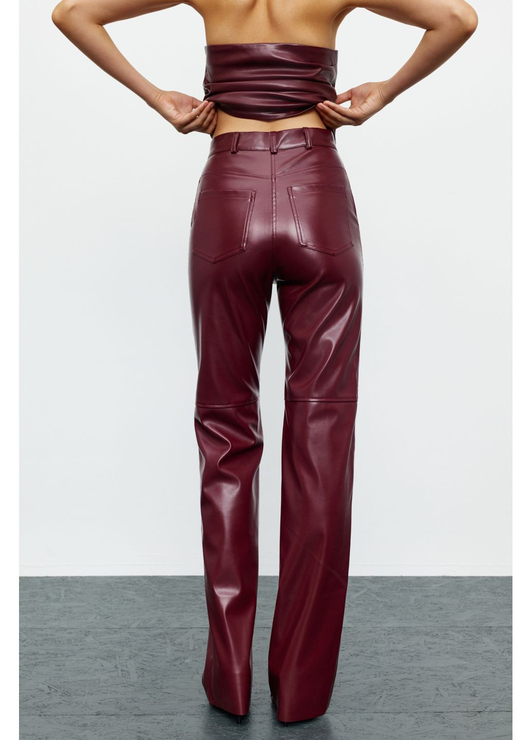Брюки из эко-кожи base Бургунди 390-23 Papaya (362894718)