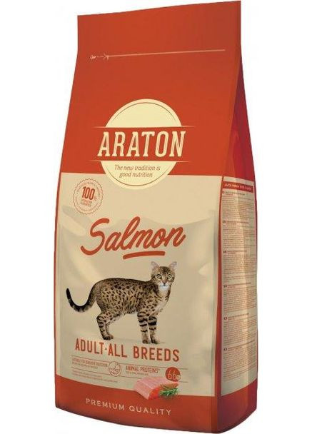 Полноценный сухой корм для котов SALMON Adult All Breeds 1,5 кг (ART45646) ARATON (278308217)