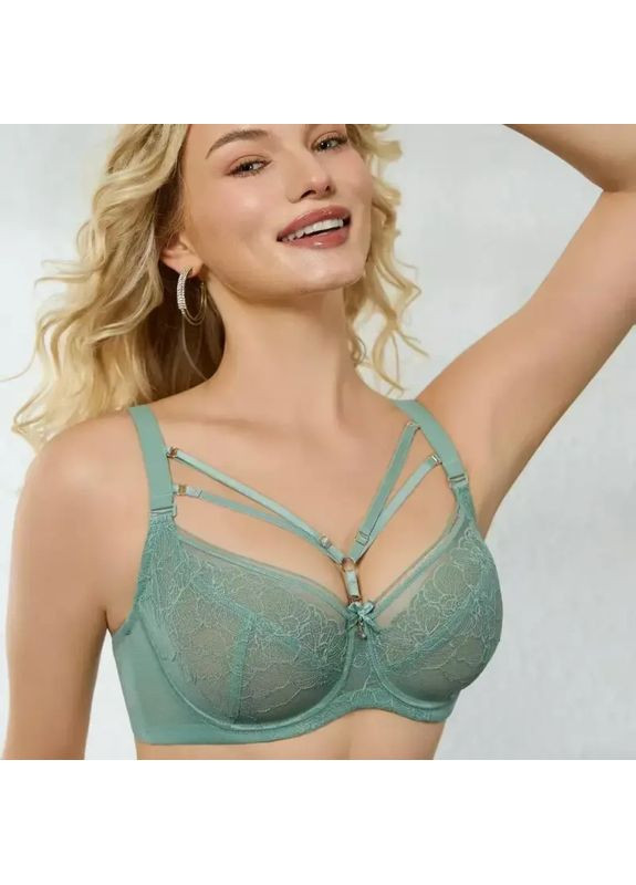 М'ятний мереживний бюстгальтер з м’якими чашками на кісточці та портупеєю CHLX