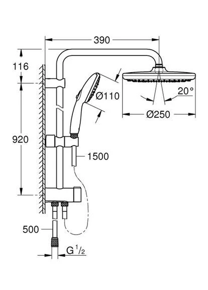 Душевая система TEMPESTA, хром, круглая Grohe (401618778)