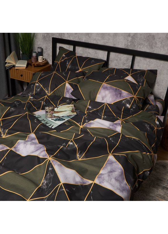 Комплект постільної білизни Мікросатин Premium Полуторний 143х210 наволочки 2х70х70 (MS-820009922) Moon&Star Golden Marble (356116631)