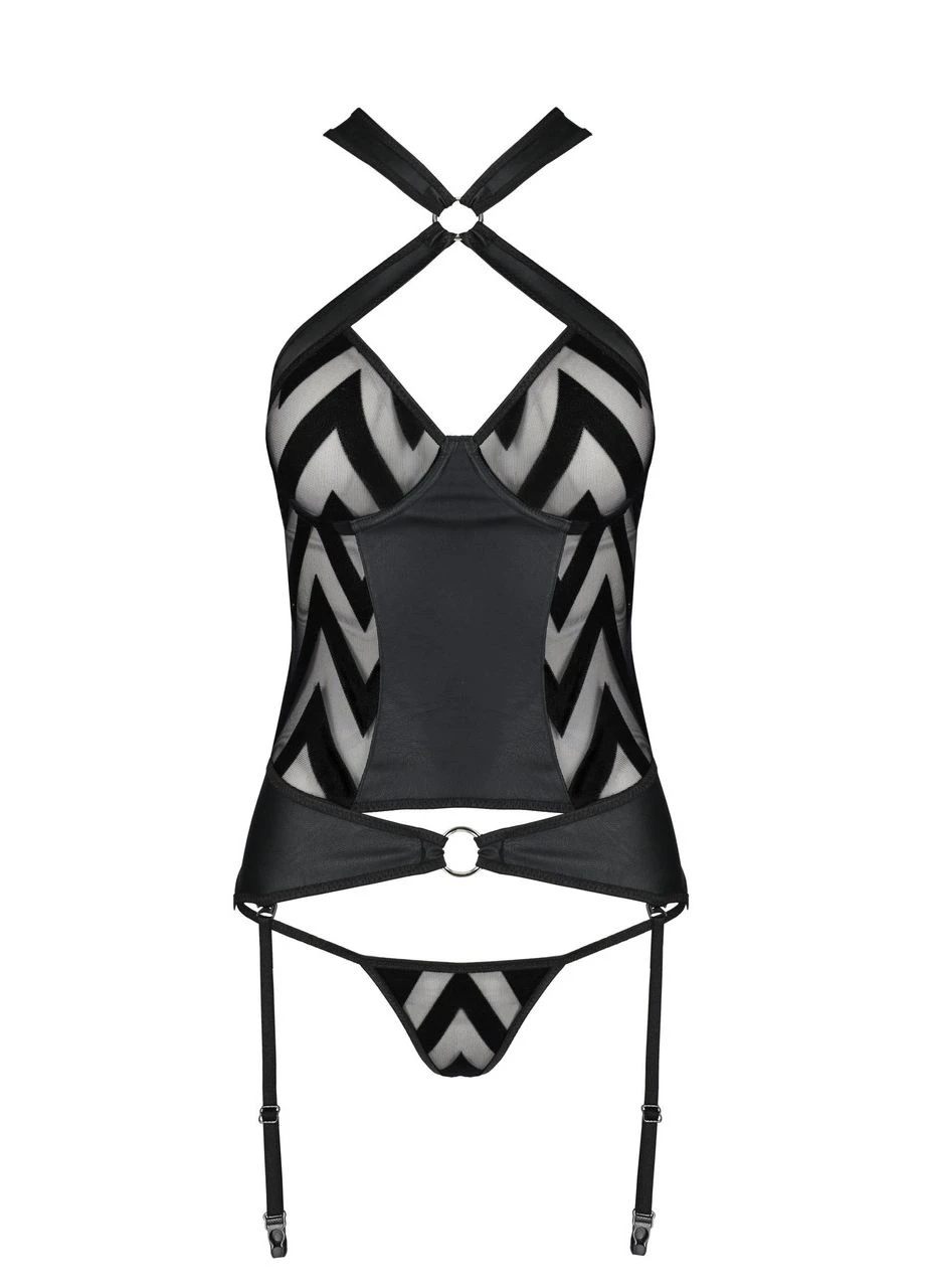 Корсет з геометричним орнаментом та стрінги HIMA CORSET black Passion (347296563)
