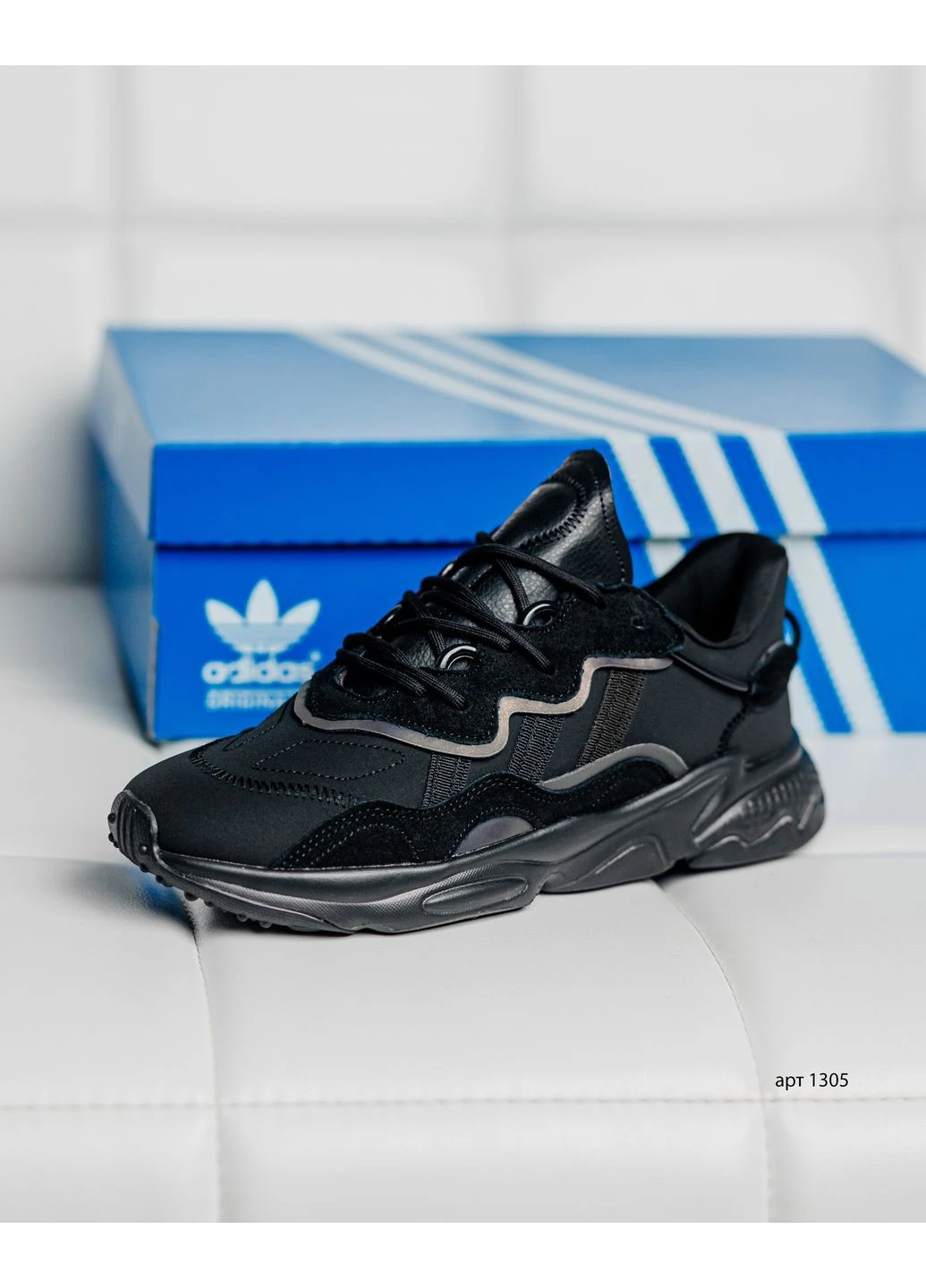 Чорні Осінні кросівки чоловічі black xeno (reflektiv) adidas Ozweego