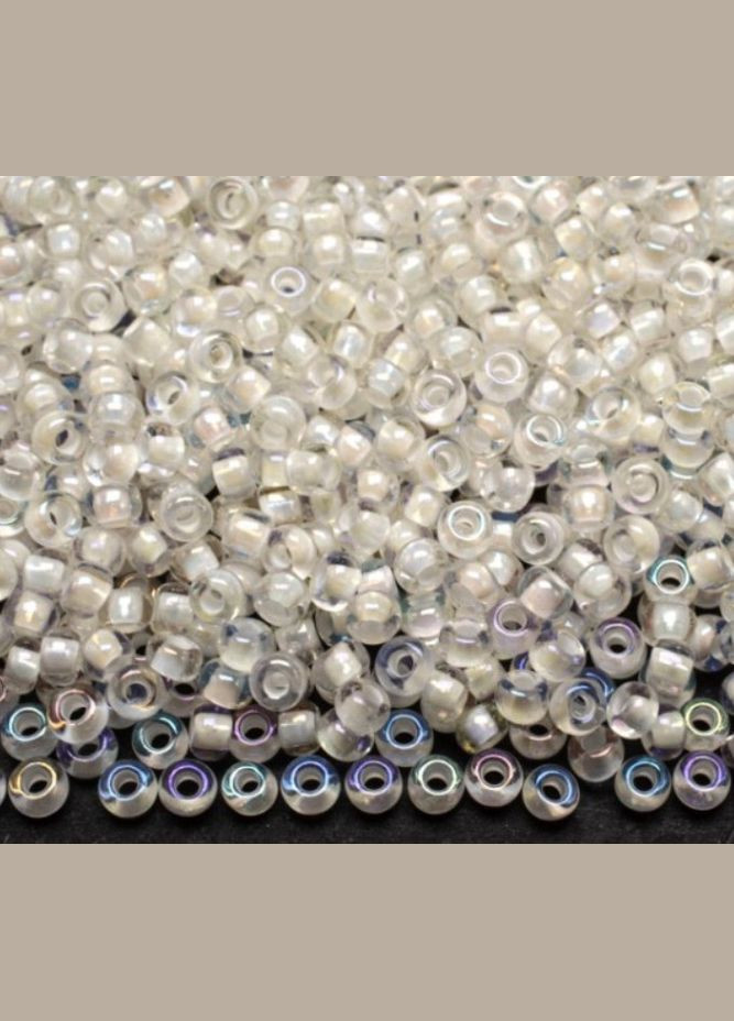Бісер чеський Preciosa 58502, прозорий райдужний, біла лінія (10 г) No Brand (340486563)