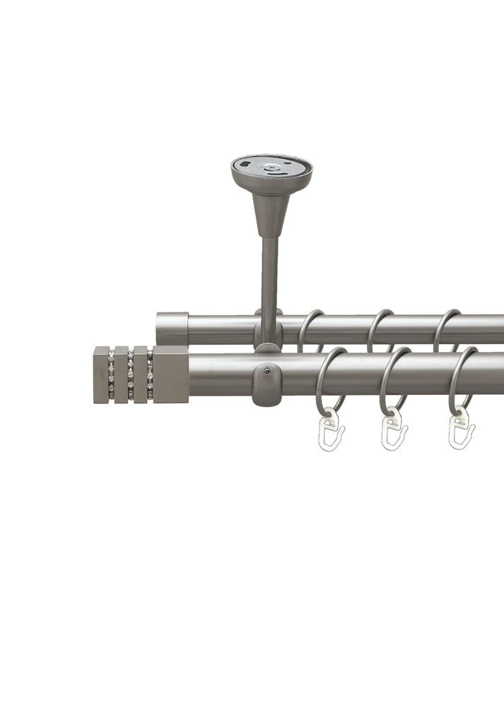 Карниз Ацтека металлический двухрядный открытый к потолку гладкая труба Сатин 25\19 мм 160 см (00-00023872) ORVIT (300842987)