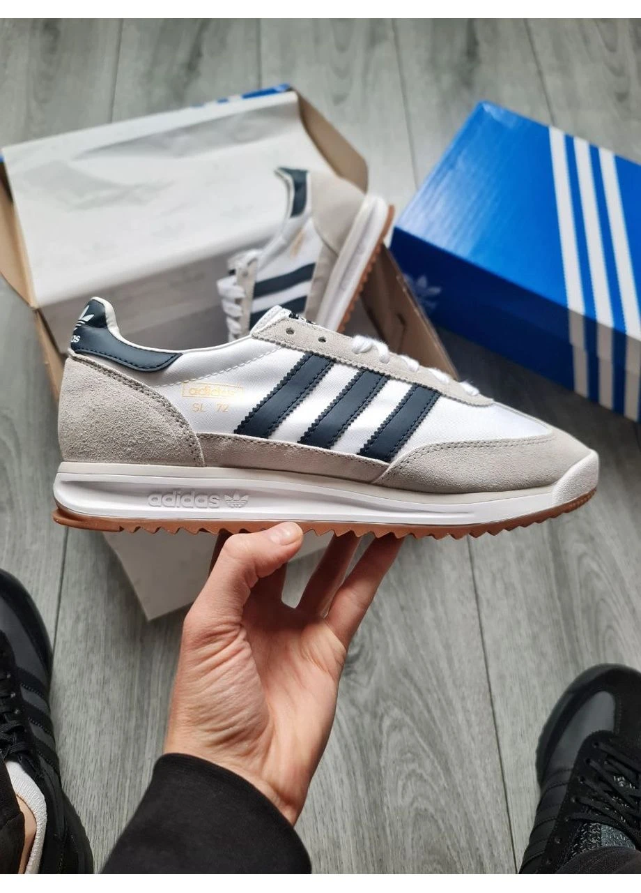 Белые демисезонные кроссовки мужские adidas sl 72 rs cloud white/aurora ivy/crystal адидас сл 72 белые No Brand