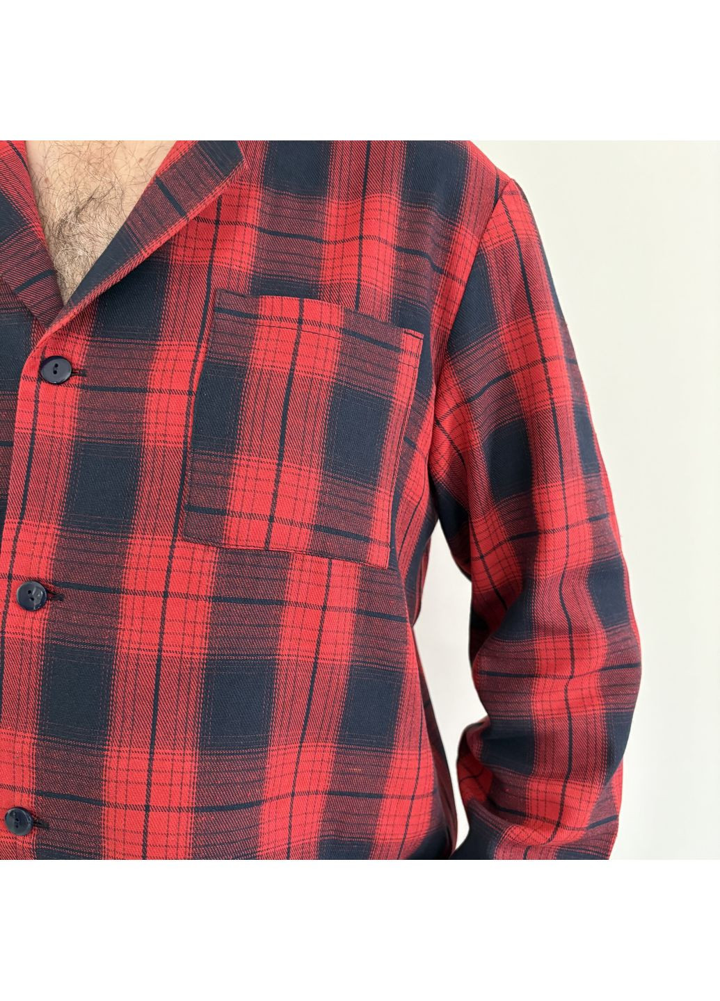 Піжама (сорочка+штани) чоловіча тепла Фланель червоно-синя Клітинка F221P Cosy (370281513)