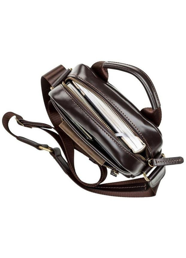 Сумка планшет через плече чоловіча з натуральної шкіри маленька Коричневий 36627 Shvigel (353689970)