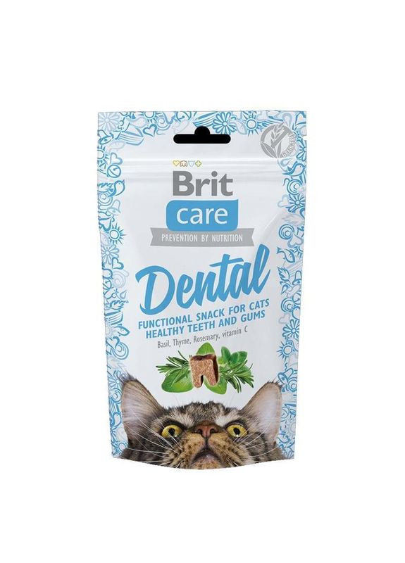 Cat Functional Snack Dental – Функциональное лакомство с индейкой для здоровых зубов и десен у взрослых кошек - 50 г Brit Care (327366194)