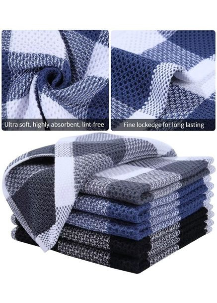 Набор 6в1 кухонных полотенец No Brand серо-синий