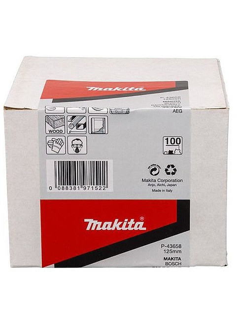 Набір шліфувального паперу P-43658 (125 мм, 8 отворів, К100, 50 шт) шліфпапір шліфувальний диск (7038) Makita (295036532)
