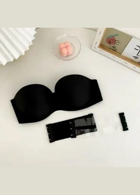 Чорний балконет бюстгальтер з силіконовою спинкою push-up, безшовний гладкий бюстгальтер пуш ап, ліфчик балконет пуш ап, бежевий, розмір a No Brand