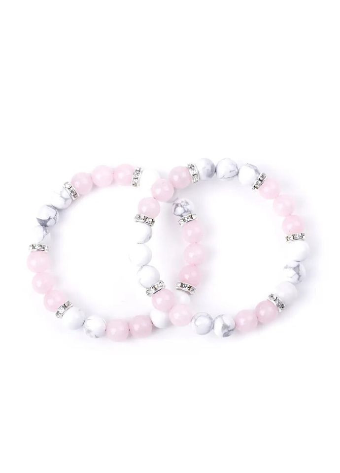 Комплект браслетів з кахолонгу та кунциту з дисками (12129) Hemst (301071105)