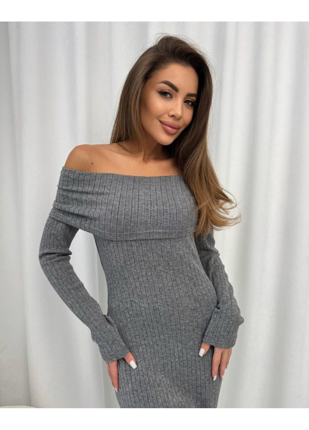 Серое повседневный платья sa-591 серый ISSA PLUS